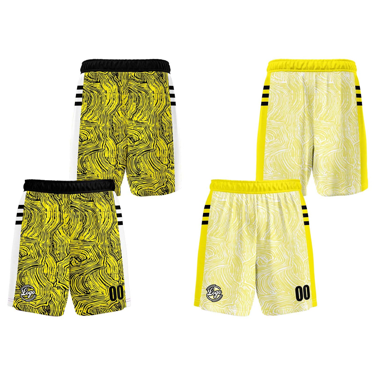 Custom Black Yellow Reversible Basketball Suit for Adults and Kids Personalized Jersey