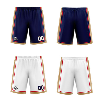 Custom Navy White Gold Reversible Basketball Suit for Adults and Kids Personalized Jersey