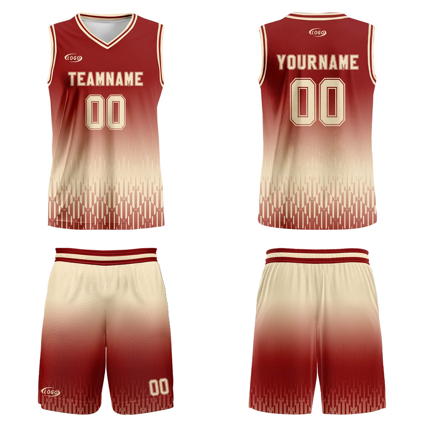 Custom Red Beige Gradient Basketball Jersey Uniform Suit Printed Your Logo Name Number