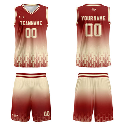 Custom Red Beige Gradient Basketball Jersey Uniform Suit Printed Your Logo Name Number