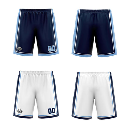 Custom Navy White Light Blue Reversible Basketball Suit for Adults and Kids Personalized Jersey