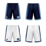 Custom Navy White Light Blue Reversible Basketball Suit for Adults and Kids Personalized Jersey