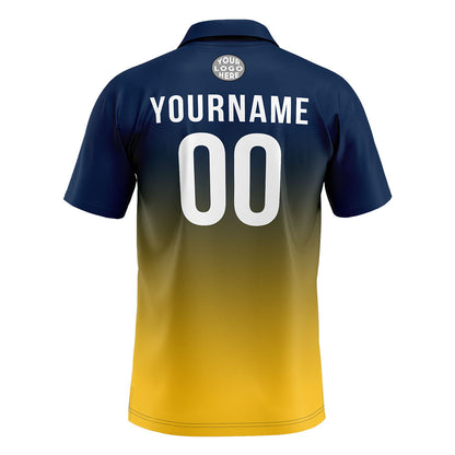 Custom Navy Yellow Football Gradient Polo Shirts  Add Your Unique Logo/Name/Number