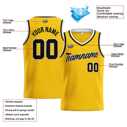 Custom Stitched Basketball Jersey for Men, Women  And Kids Yellow-Black