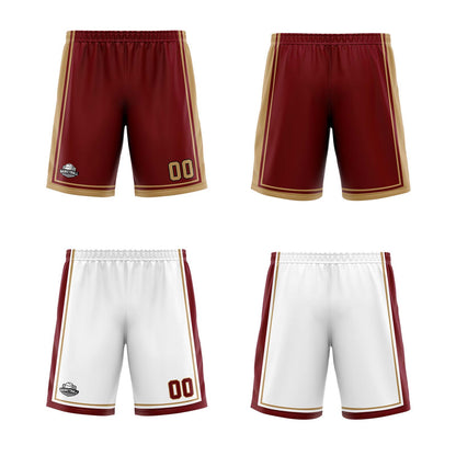 Custom Wine Gold Reversible Basketball Suit for Adults and Kids Personalized Jersey