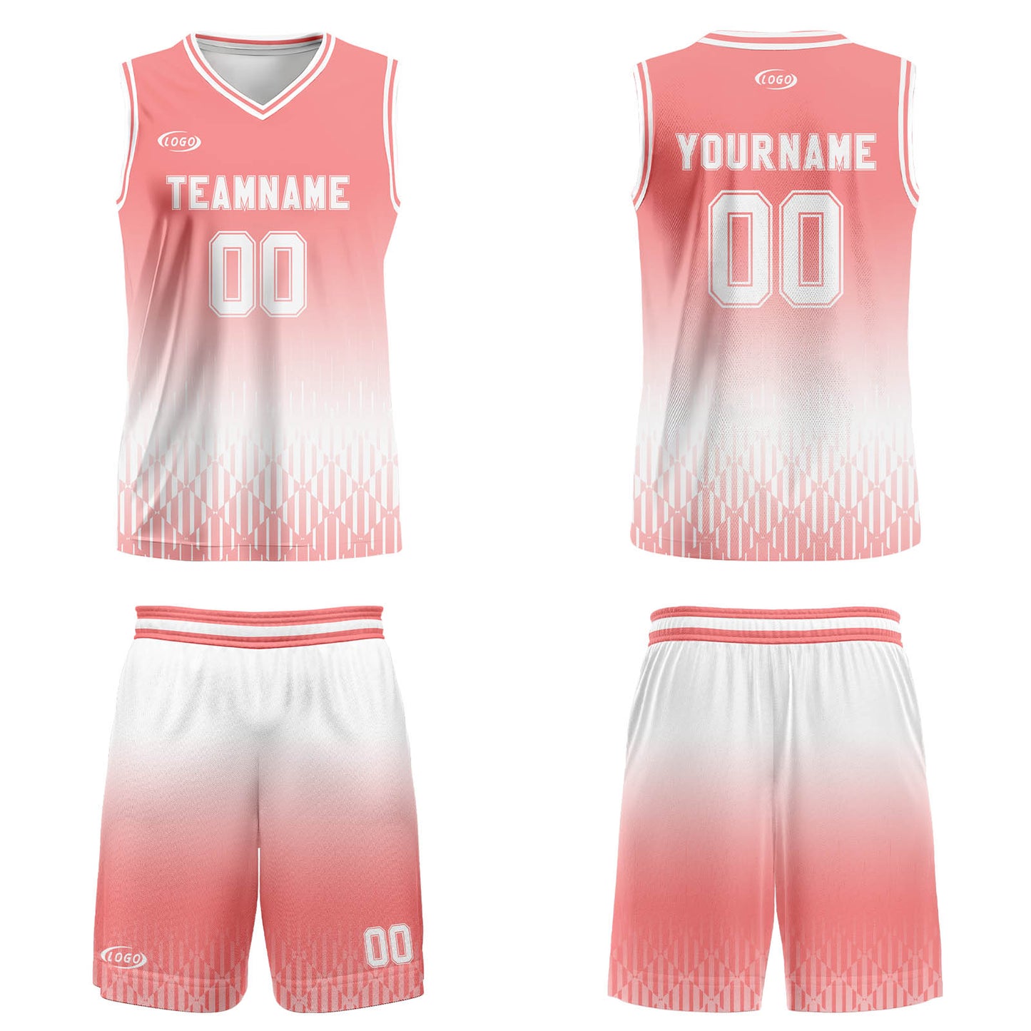 Custom Pink White Gradient Basketball Jersey Uniform Suit Printed Your Logo Name Number