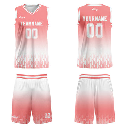 Custom Pink White Gradient Basketball Jersey Uniform Suit Printed Your Logo Name Number
