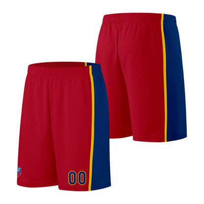 Custom basketball jersey shorts for men and women. Embroidered and printed name, number and logo Red