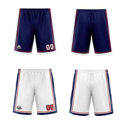 Custom Navy White Red Reversible Basketball Suit for Adults and Kids Personalized Jersey