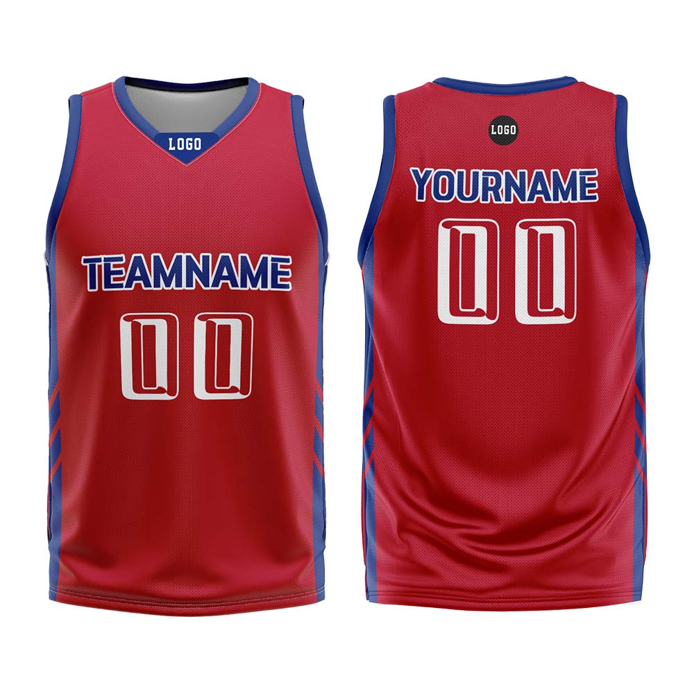 Custom Red Blue Basketball Jersey Uniform Suit Printed Your Logo Name Number