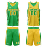 Custom Green Yellow Reversible Basketball Suit for Adults and Kids Personalized Jersey
