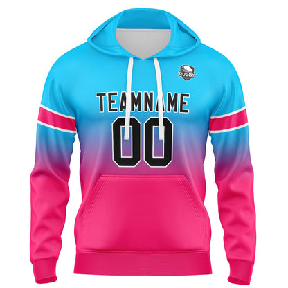 Custom Gradient Sweatshirt Hoodie For Man Woman Girl Boy Print Your Logo Name Number Light Blue&Pink