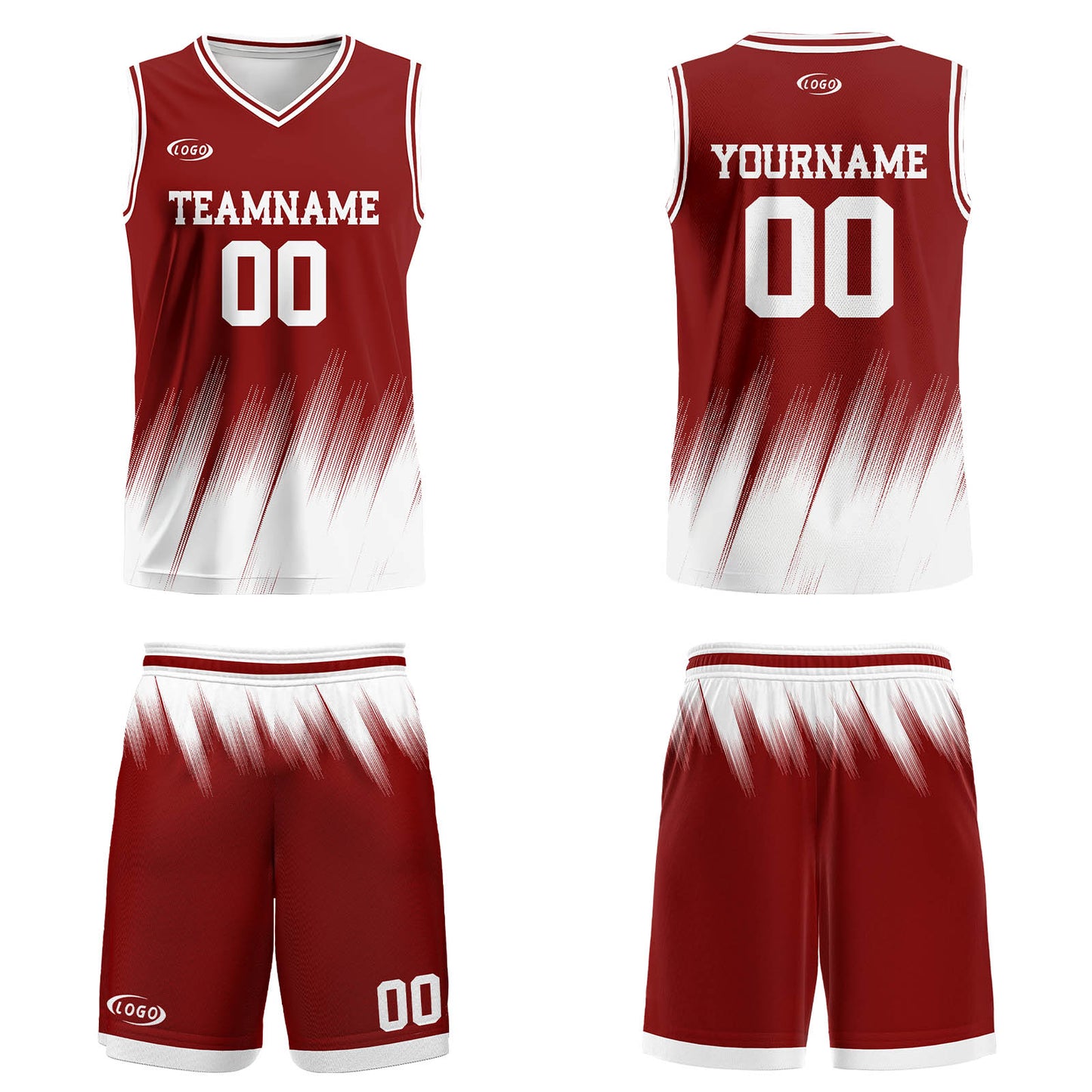 Custom Red White Basketball Jersey Uniform Suit Printed Your Logo Name Number