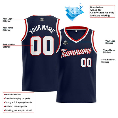 Custom Stitched Basketball Jersey for Men, Women  And Kids Navy-White-Red