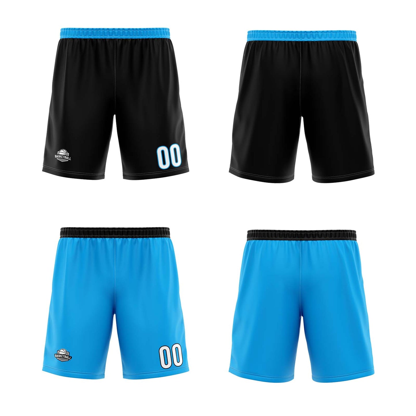Custom Black Sky Blue Reversible Basketball Jersey Uniform Suit Printed Your Logo Name Number