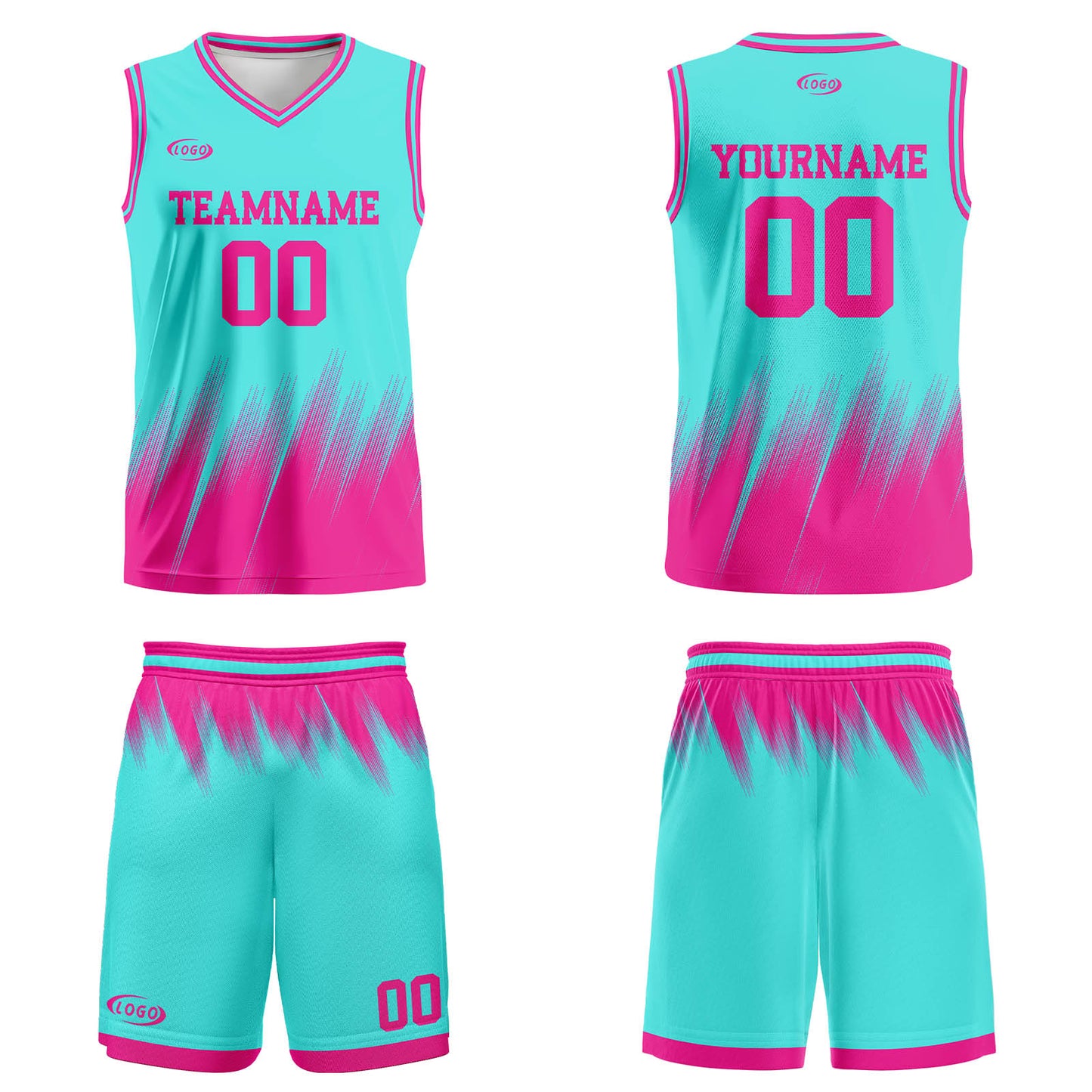 Custom Teal Pink Basketball Jersey Uniform Suit Printed Your Logo Name Number