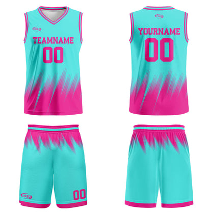 Custom Teal Pink Basketball Jersey Uniform Suit Printed Your Logo Name Number