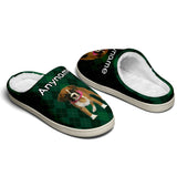 Custom Your Own Personalized Cotton Slippers for Dog Cat Lover Add Any Text Photoes Green Diamond
