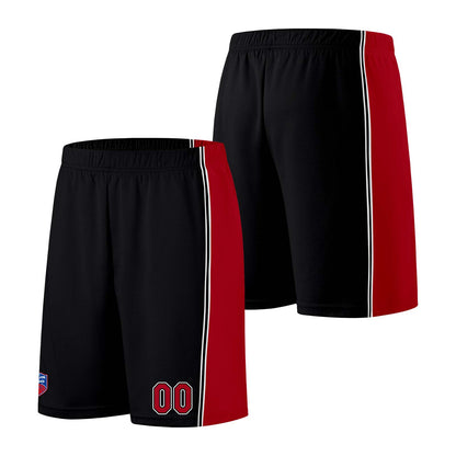 Custom basketball jersey shorts for men and women. Embroidered and printed name, number and logo Black
