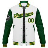 Custom Varsity Jacket Letterman jacket for Men, Women and Youth Green Yellow White