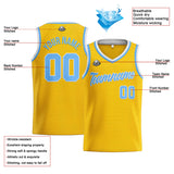 Custom Stitched Basketball Jersey for Men, Women  And Kids Yellow-Light Blue