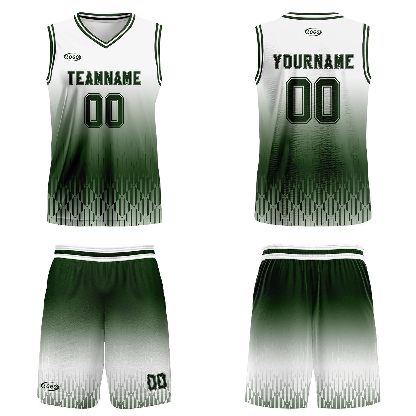 Custom White Green Gradient Basketball Jersey Uniform Suit Printed Your Logo Name Number