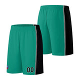 Custom basketball jersey shorts for men and women. Embroidered and printed name, number and logo Light Green&Black