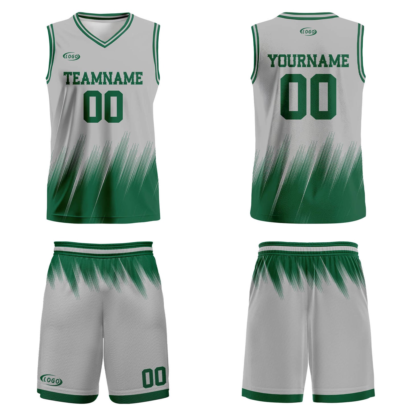 Custom Grey Green Basketball Jersey Uniform Suit Printed Your Logo Name Number