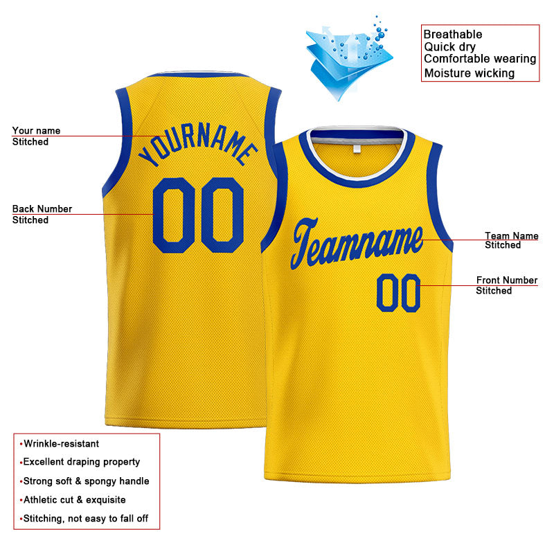 Custom Stitched Basketball Jersey for Men, Women And Kids Yellow-Royal-White