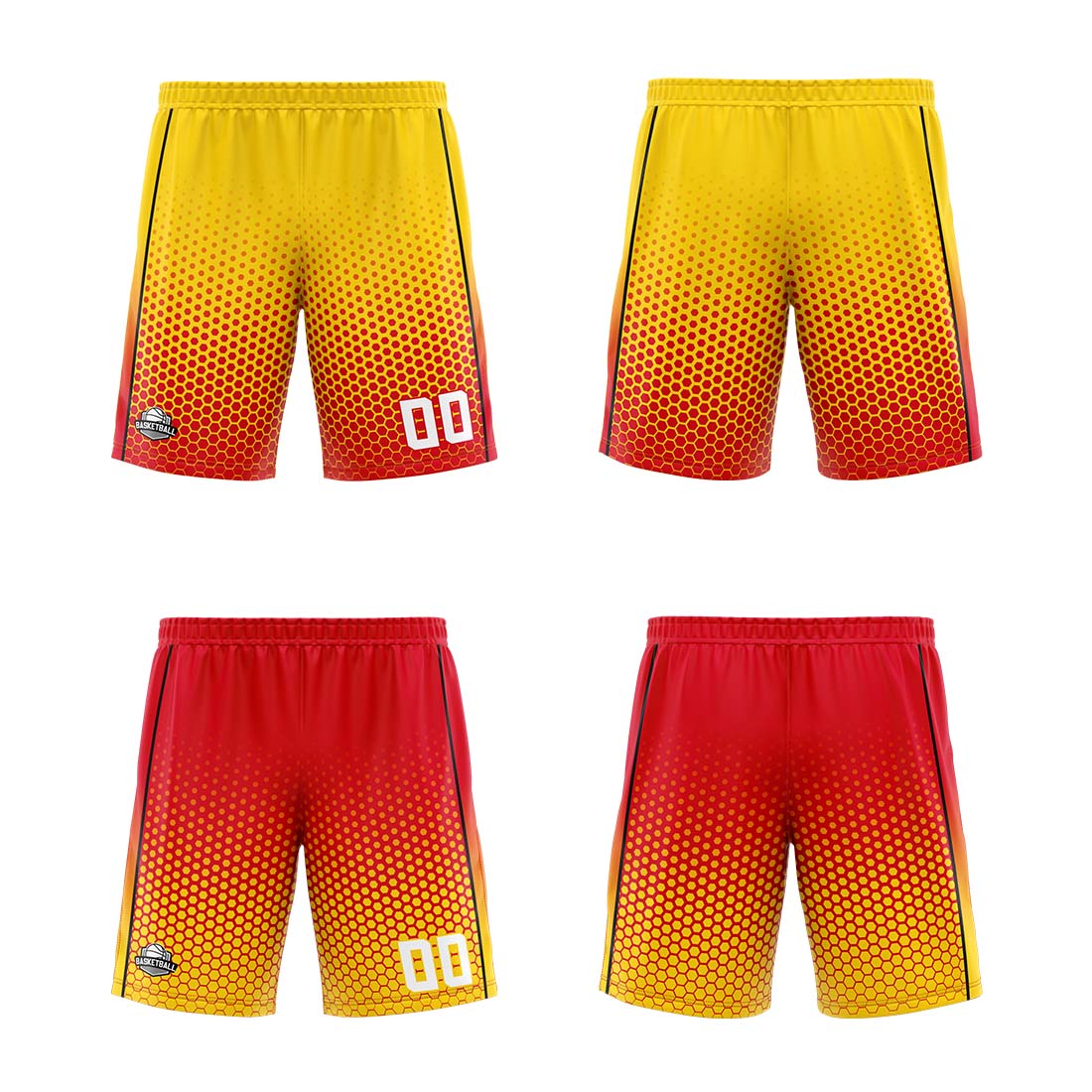 Custom Yellow Red Black Reversible Basketball Suit for Adults and Kids Personalized Jersey
