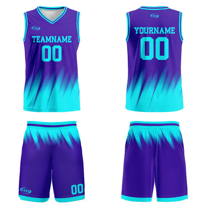 Custom Purple Bright Blue Basketball Jersey Uniform Suit Printed Your Logo Name Number