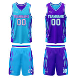 Custom Blue Purple Reversible Basketball Suit for Adults and Kids Personalized Jersey