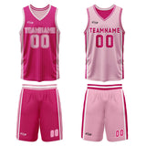 Custom Rose Red Pink Reversible Basketball Suit for Adults and Kids Personalized Jersey