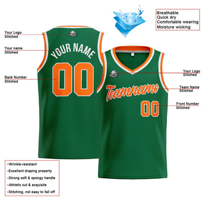Custom Stitched Basketball Jersey for Men, Women  And Kids Green-Orange-White