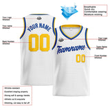 Custom Stitched Basketball Jersey for Men, Women  And Kids White-Royal-Yellow