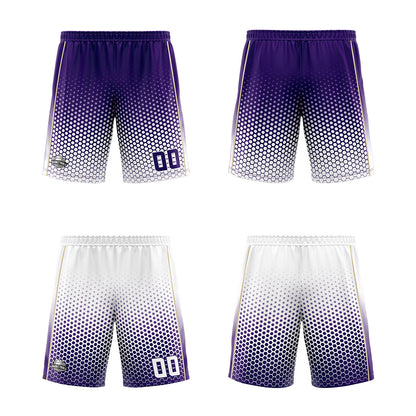 Custom Purple White Reversible Basketball Suit for Adults and Kids Personalized Jersey