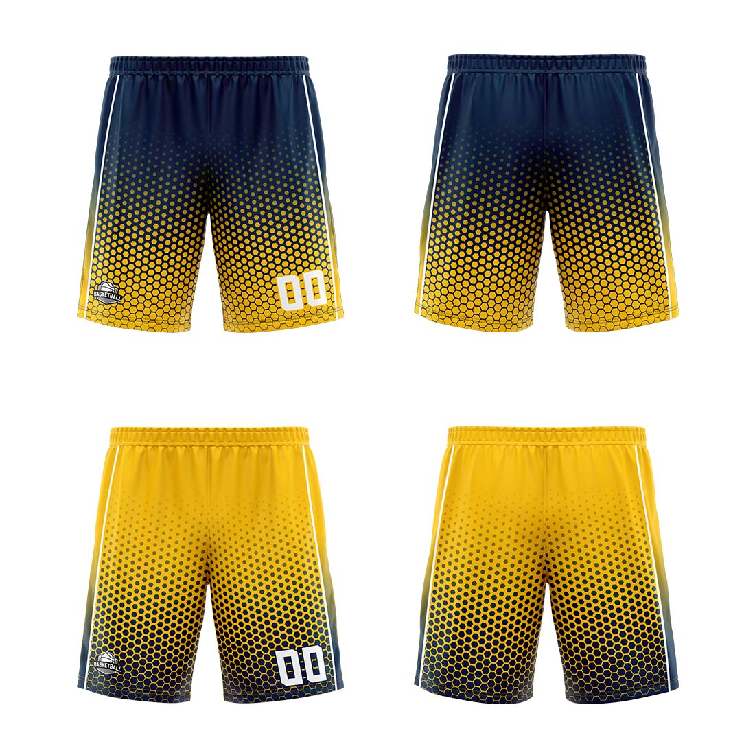 Custom Navy Yellow Reversible Basketball Suit for Adults and Kids Personalized Jersey