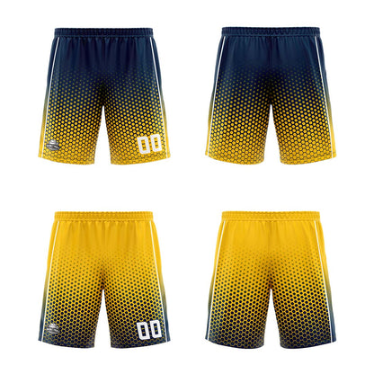Custom Navy Yellow Reversible Basketball Suit for Adults and Kids Personalized Jersey