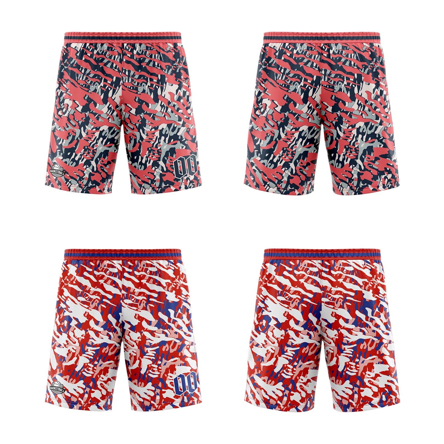 Custom Blue Red White Reversible Basketball Suit for Adults and Kids Personalized Jersey