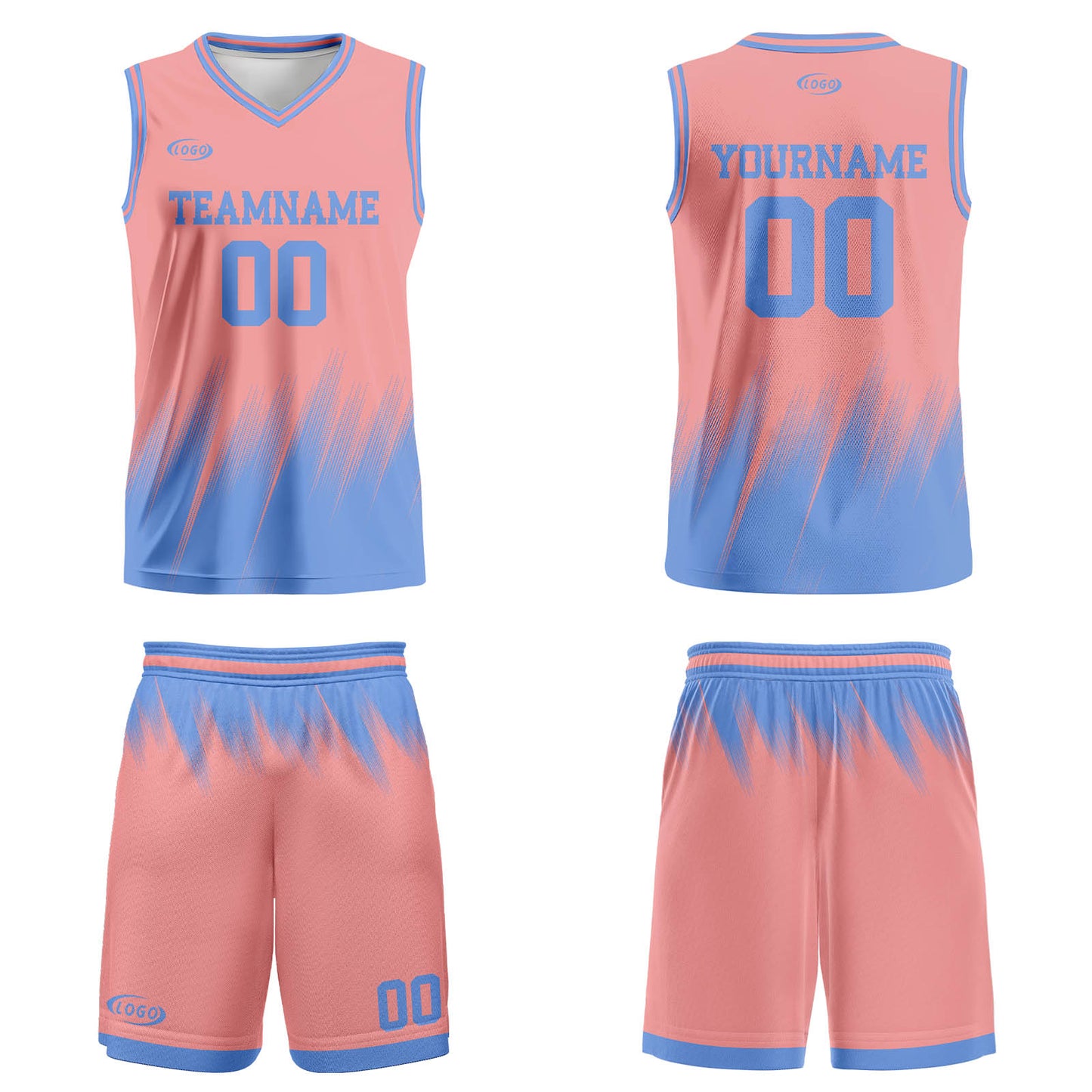 Custom Pink Blue Basketball Jersey Uniform Suit Printed Your Logo Name Number