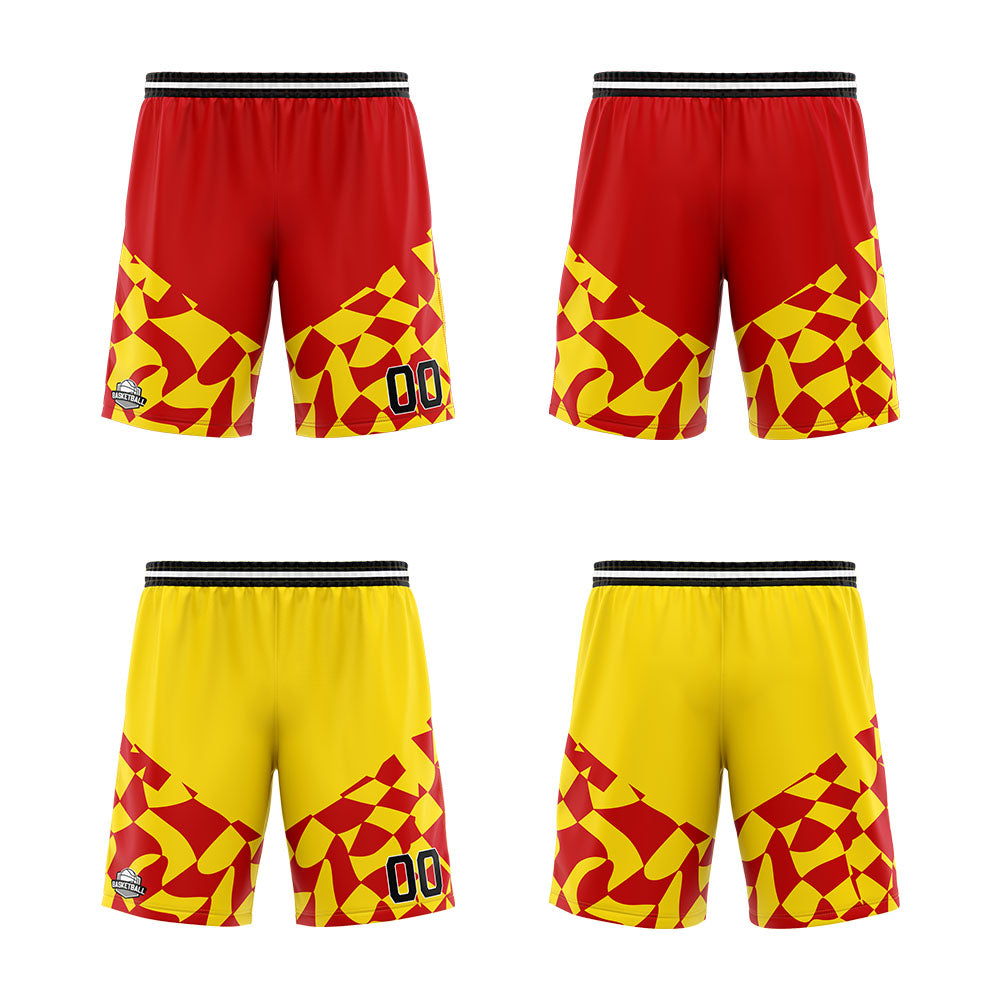 Custom Reversible Basketball Suit for Adults and Kids Personalized Jersey Red&Yellow