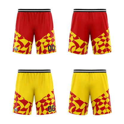 Custom Reversible Basketball Suit for Adults and Kids Personalized Jersey Red&Yellow