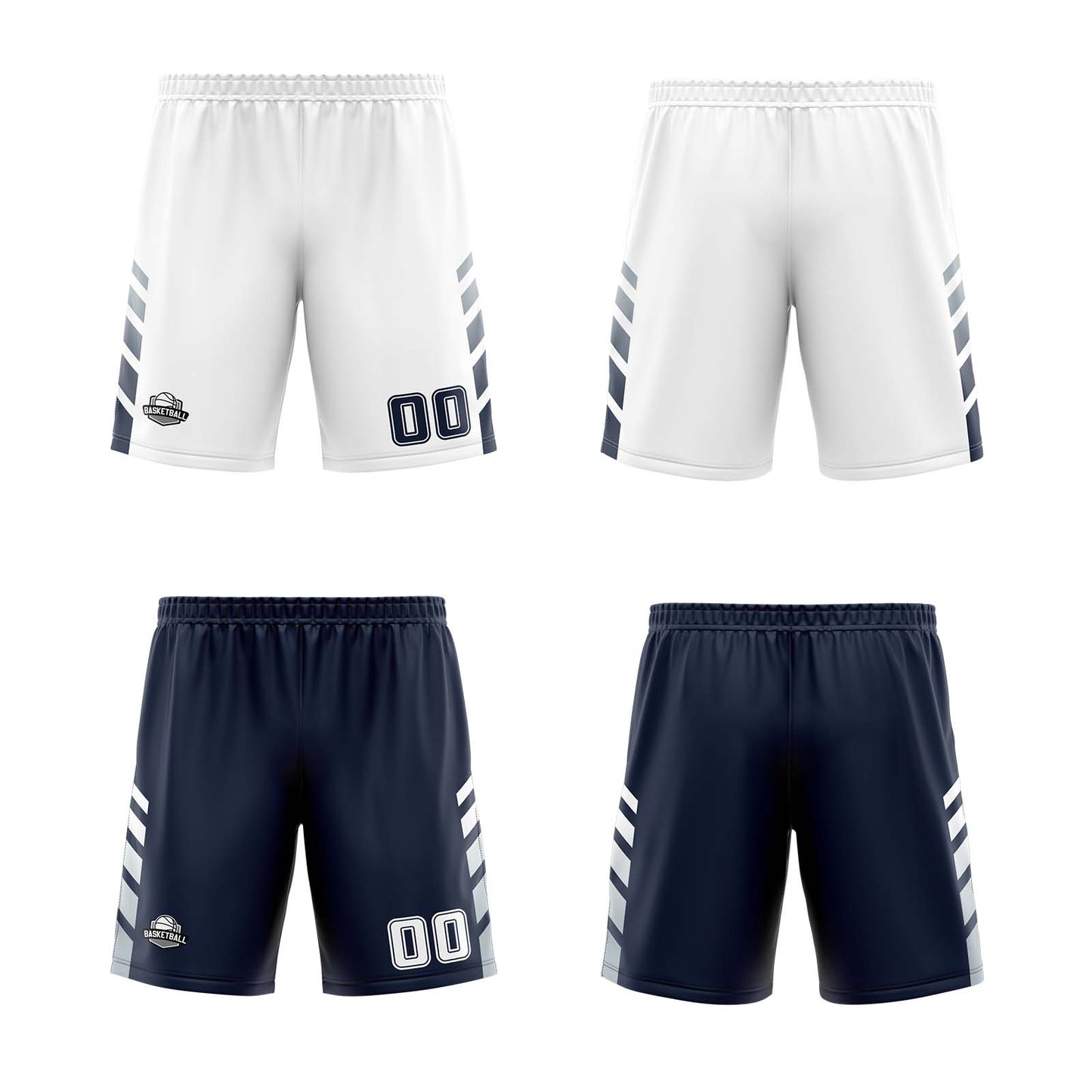 Custom White Navy Grey Reversible Basketball Suit for Adults and Kids Personalized Jersey