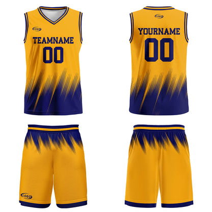 Custom Yellow Blue Basketball Jersey Uniform Suit Printed Your Logo Name Number