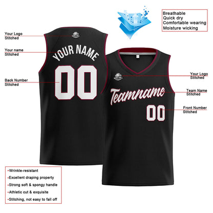 Custom Stitched Basketball Jersey for Men, Women  And Kids Black-Burgundy-White