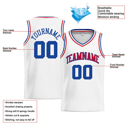 Custom Stitched Basketball Jersey for Men, Women And Kids White-Royal-Red