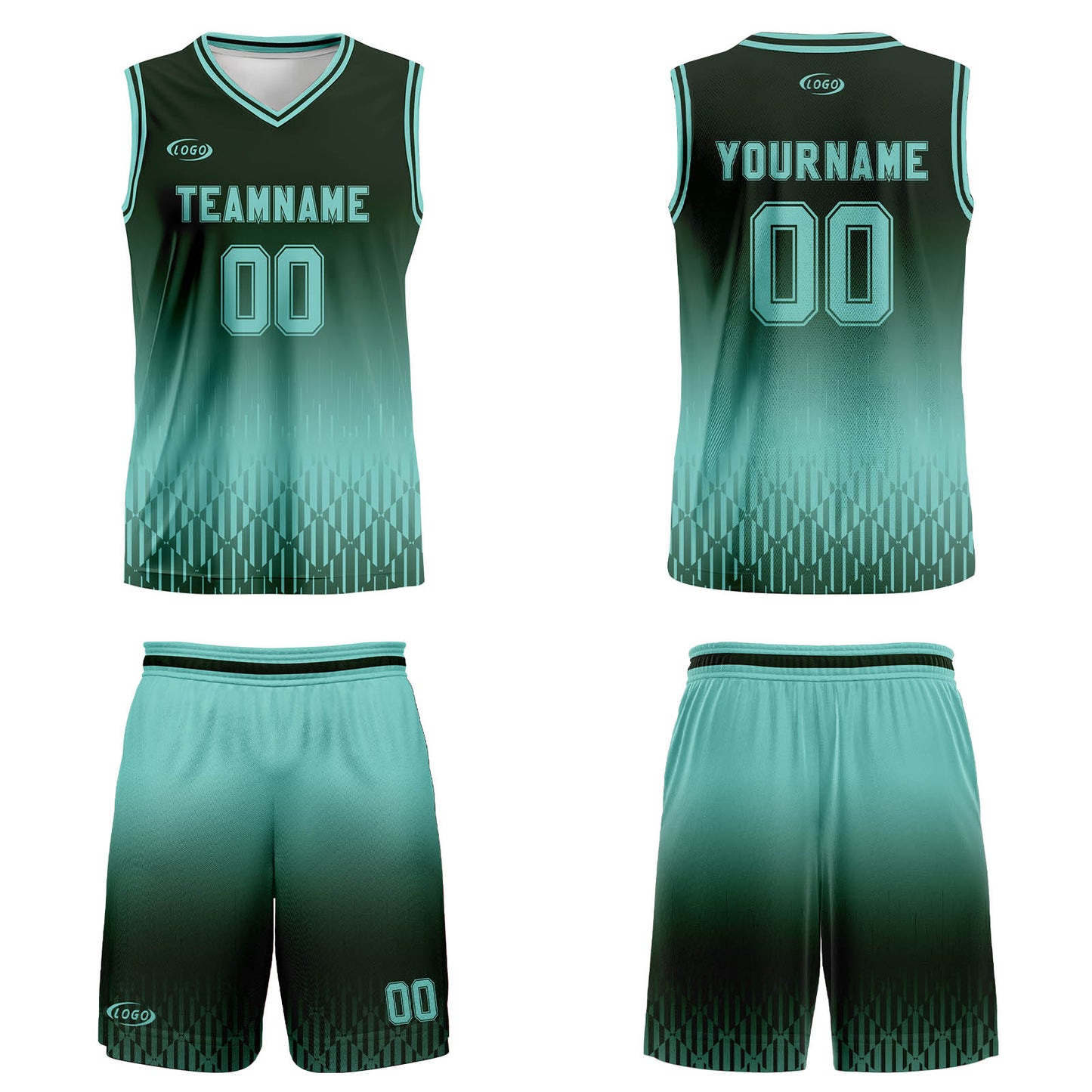 Custom Olive Green Blue Gradient Basketball Jersey Uniform Suit Printed Your Logo Name Number