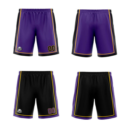 Custom Purple Black Yellow Reversible Basketball Suit for Adults and Kids Personalized Jersey