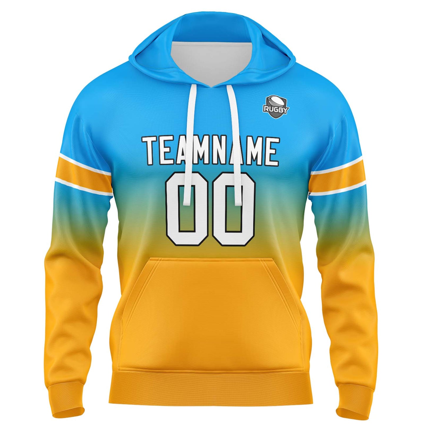Custom Gradient Sweatshirt Hoodie For Man Woman Girl Boy Print Your Logo Name Number Light Blue&Orange