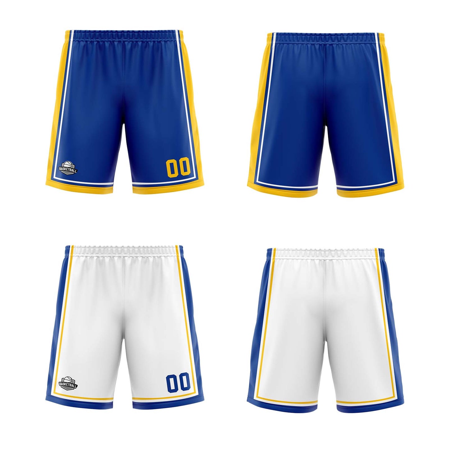 Custom Royal White Yellow Reversible Basketball Suit for Adults and Kids Personalized Jersey